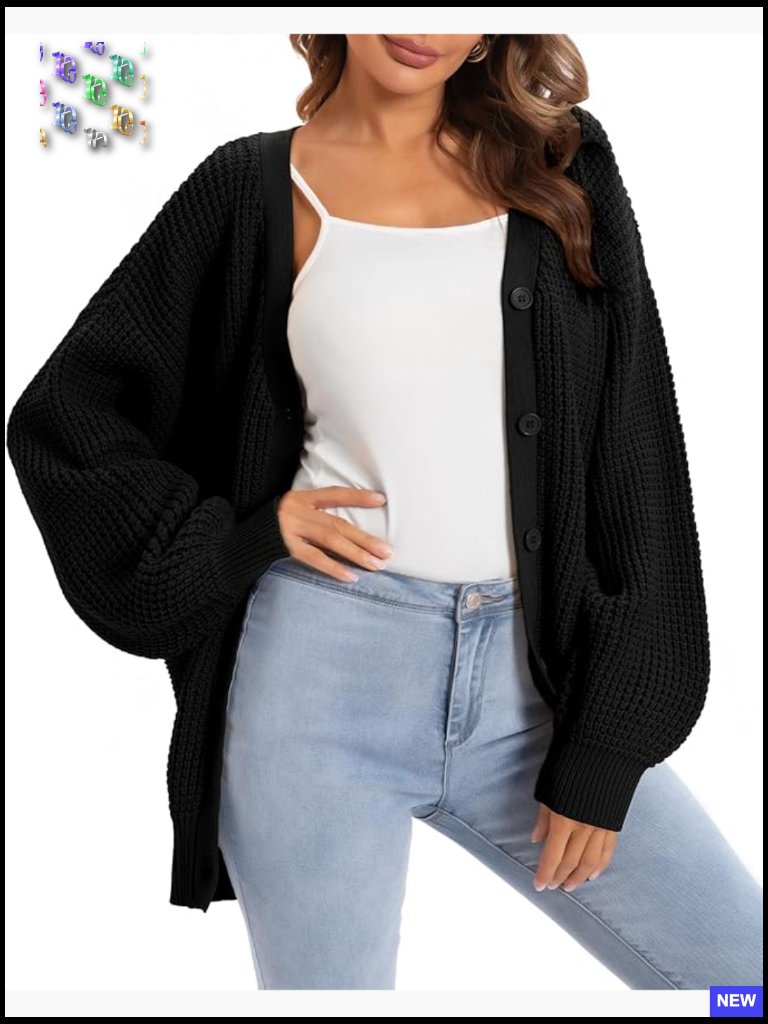 Button-Down Oversized Knit Cardigan Sweater 100% Cotton Cozy Fall Winter